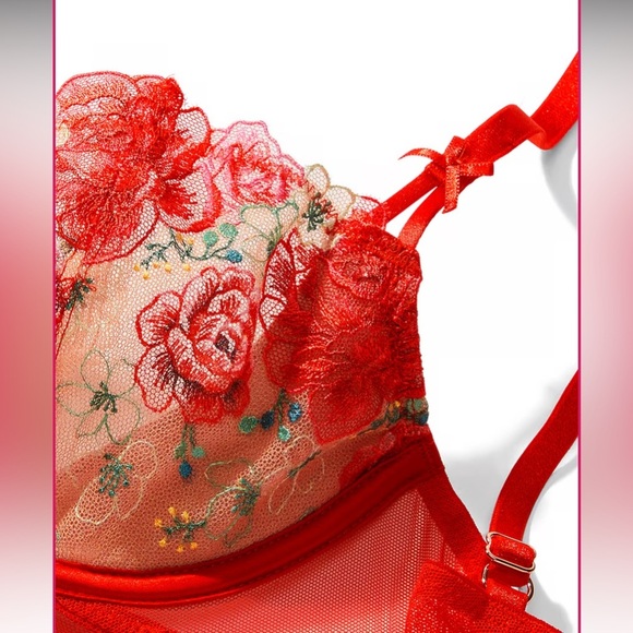 New! Victoria’s Secret Wicked Unlined Floral Embroidery Apron teddy 4297 - Picture 2 of 9